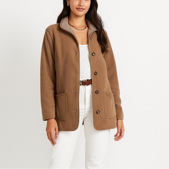 L.L. Bean Jackets & Blazers - L.L. Bean Vintage Beige Fleece sherpa Outerwear barn coat